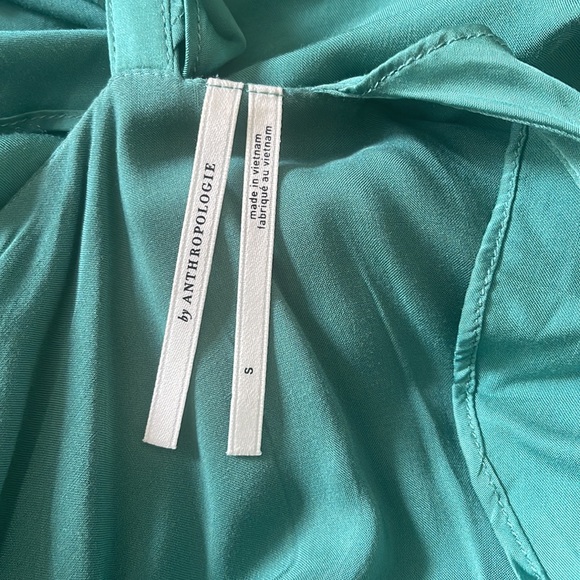 Anthropologie Ruffle Sleeve Maxi Wrap Dress Green Emerald size Small - Picture 8 of 10